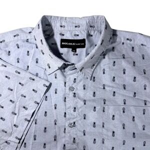 MOLOKAI SURF CO Mens‎ Button Up Shirt Short Sleeve Pineapple Print Blue Size XXL